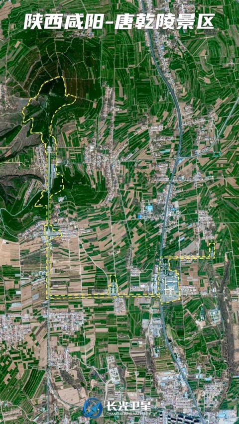 世界唯一夫妻合葬！卫星俯瞰中国帝王陵寝的巅峰：唐乾陵(图1)