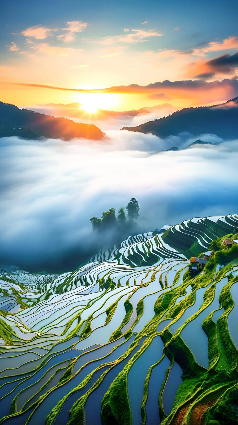 层层梯田层层绿下一句？层层梯田怎么比喻