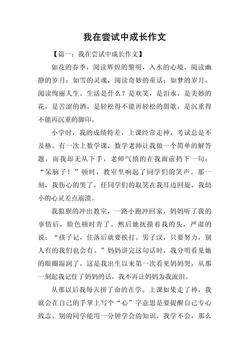 尝试与成长为话题的作文600字？尝试与成长心得