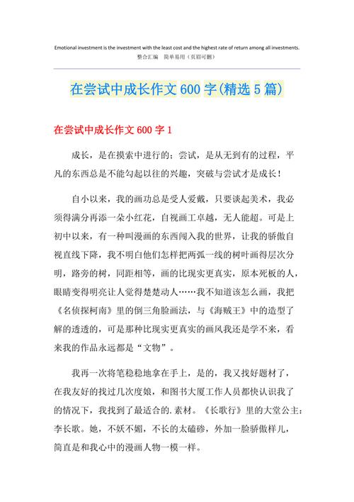 尝试与成长为话题的作文600字?尝试与成长心得