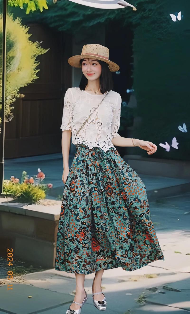 花色裙子配什么颜色鞋子?花色裙裤配什么上衣