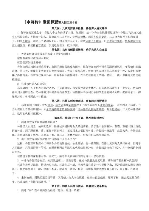 水浒传的经典章回有哪些？水浒传的经典章回有哪些人物