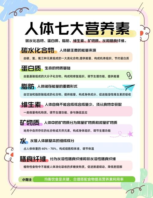 七大营养素的作用？七大营养素的作用及功能图片