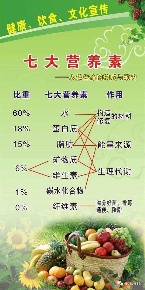 七大营养素的作用?七大营养素的作用及功能图片