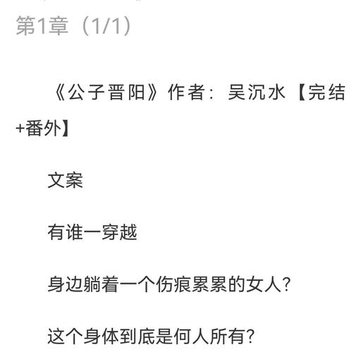 类似公子晋阳的穿越小说？类似于晋阳公子