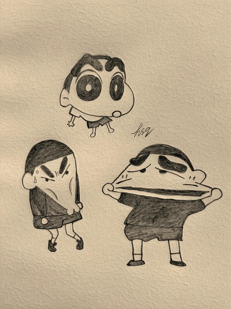 蜡笔小新加油简笔画？蜡笔小新加油简笔画图片