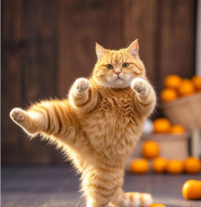 猫咪的“金鸡独立”