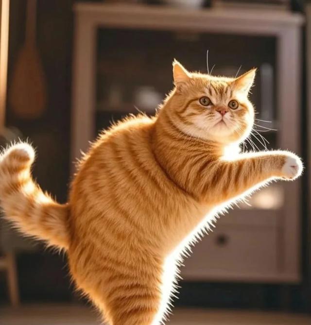 猫咪的“金鸡独立”