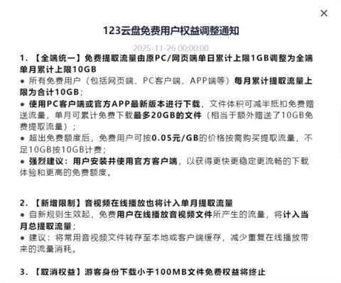 123网盘宣布大调整:免费用户权益大幅缩水!(图2)