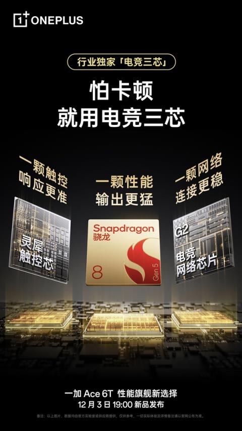 一加Ace6T独家搭载电竞三芯：真正做到持久流畅 全程满帧(图2)