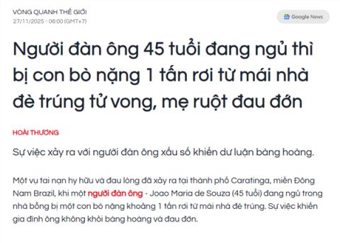 巴西男子屋里睡觉被天降巨牛砸死:同床妻子毫发无伤(图3)