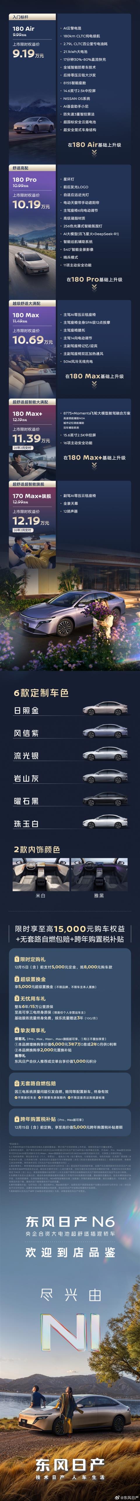 合资真来掀桌子了 全新东风日产N6上市：限时9.19万起(图11)