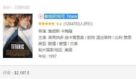 全球电影票房排行榜TOP20