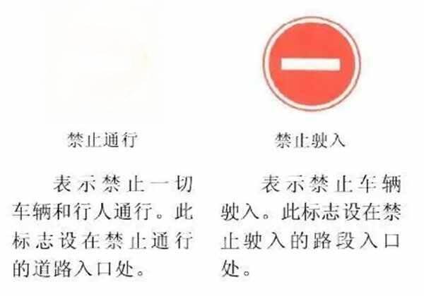 ​禁止驶入标志和禁止通行标志图解