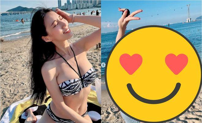 女星瑶瑶釜山海滩辣翻！空洞泳装网友喊太犯规