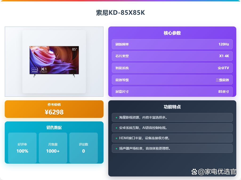 索尼智能电视性价比高吗？推荐这3款，画质优秀更经济！