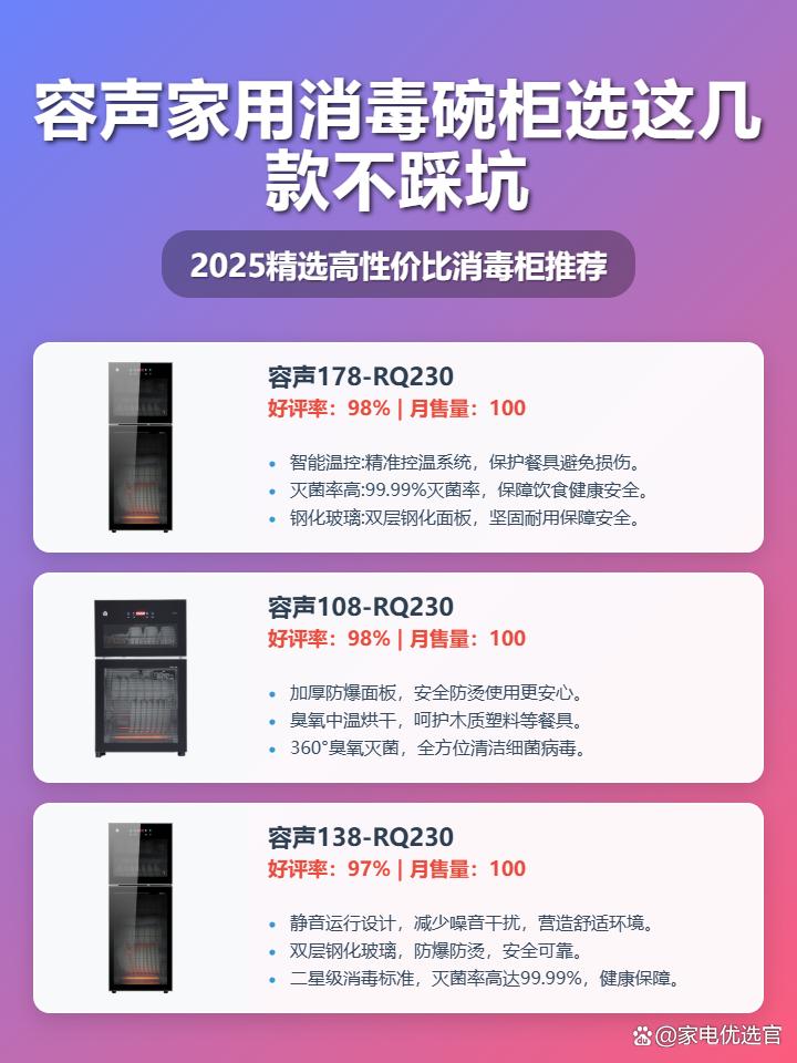 2025年容声家用消毒碗柜选购攻略：精选10款高性价比型号，看看哪款质量更可靠？