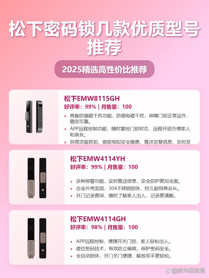 2025年松下密码锁选购攻略：10款家用智能锁性价比排行榜前十名，告诉你松下密码锁哪款好用又安全！