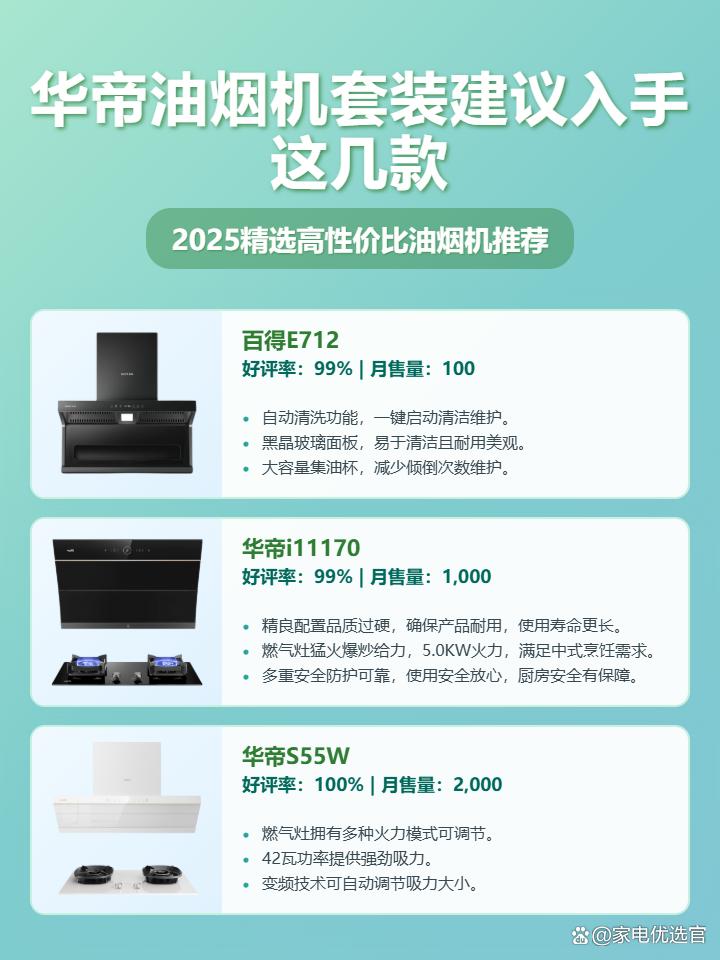 2025年华帝油烟机套装选购攻略：10款热销型号深度测评，告诉你华帝油烟机套装哪款好？避坑指南，省钱又好用！