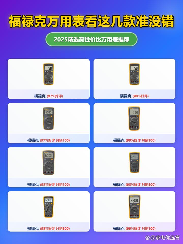 2025年福禄克万用表性价比排行榜前十名：深度测评！想知道福禄克万用表哪款好用？10款热门型号对比，总有一款适合你！