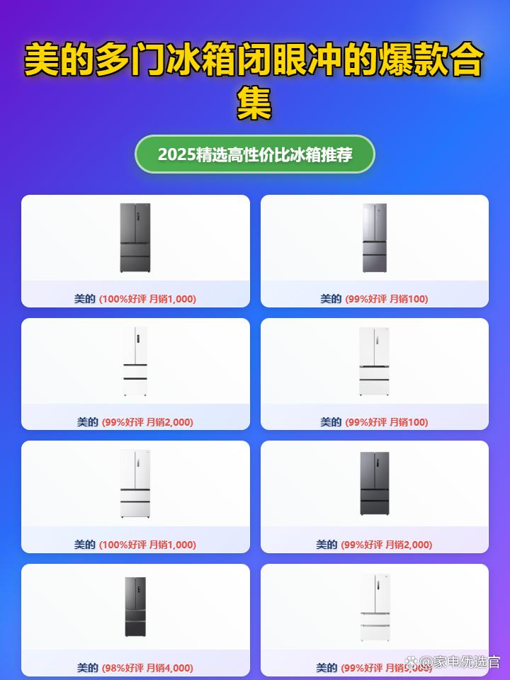 2025年美的多门冰箱性价比排行榜前十名：精选10款值得入手的型号，美的多门冰箱买哪款好？附选购攻略和真实评测！