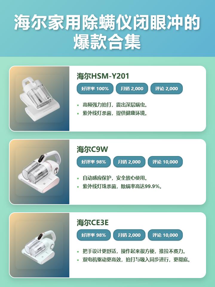 2025海尔家用除螨仪买哪款好？七款热销型号深度评测，高频拍打、UV杀菌、热风除湿，总有一款适合你！