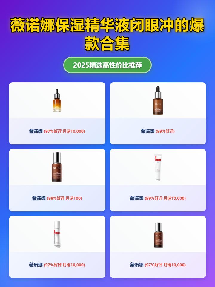 2025年薇诺娜保湿精华液测评：精选6款明星产品，哪款保湿效果更好？敏感肌福音，附价格参考！
