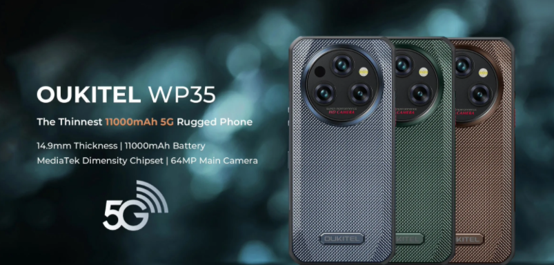 OUKITEL WP35 三防手机发布：厚度仅 14.9mm，内置 11000mAh 电池